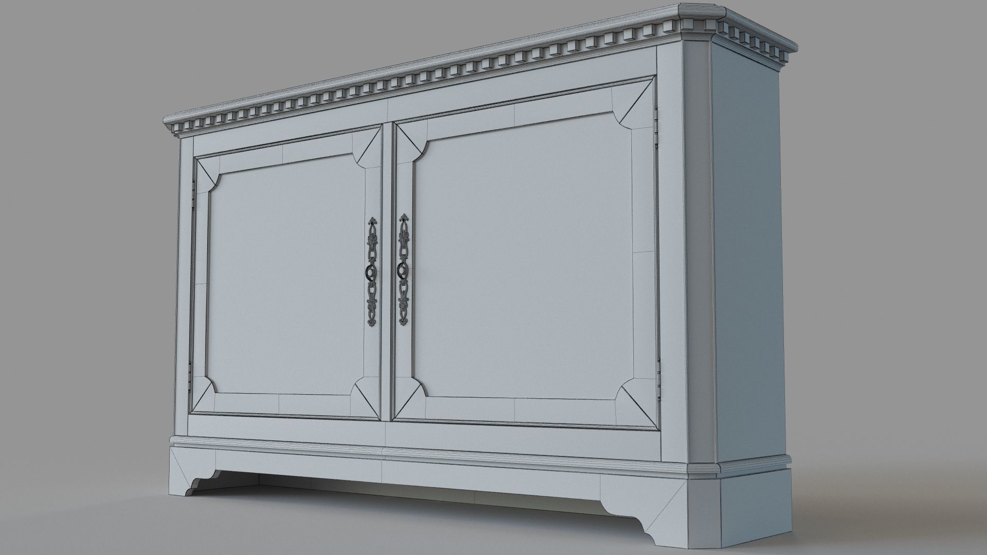 Two Door Storage Console Beige 3D model_5