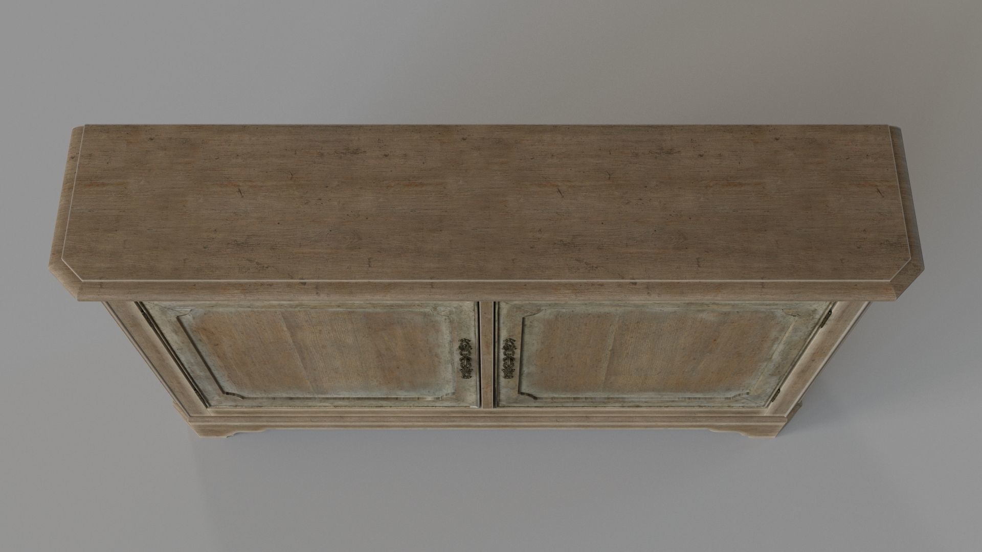 Two Door Storage Console Beige 3D model_3