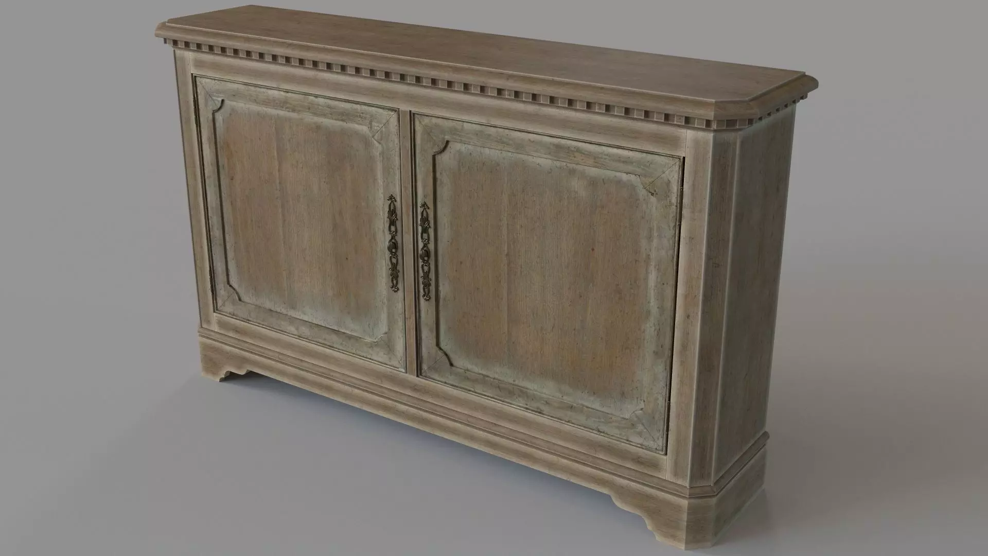Two Door Storage Console Beige 3D model_0