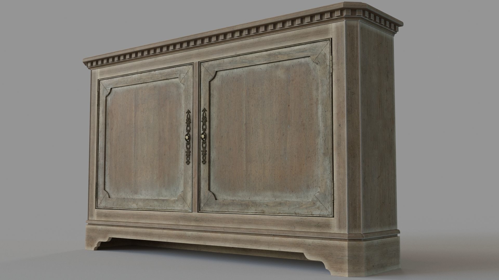 Two Door Storage Console Beige 3D model_4