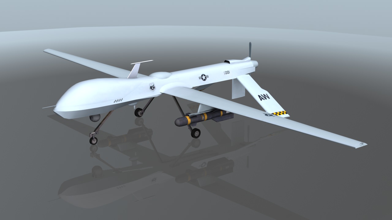 3D model MQ1 Predator UAV Drone Aircraft VR / AR / low-poly MAX OBJ 3DS ...
