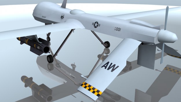 MQ1 Predator UAV Drone Aircraft Low-poly 3D model_2