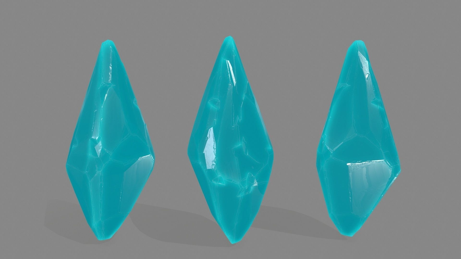 crystal set three crystals Low-poly 3D model_7