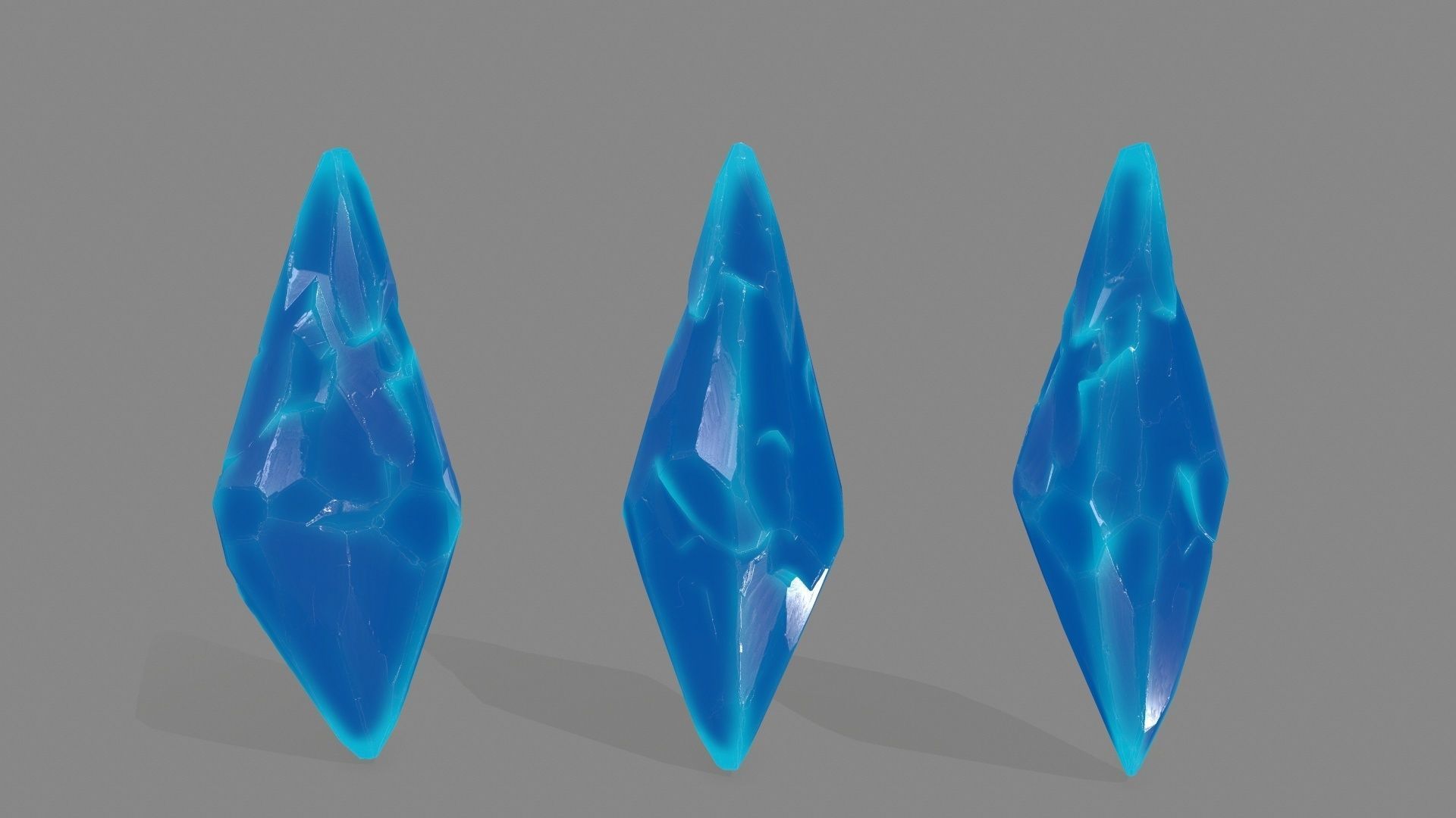 crystal set three crystals Low-poly 3D model_6