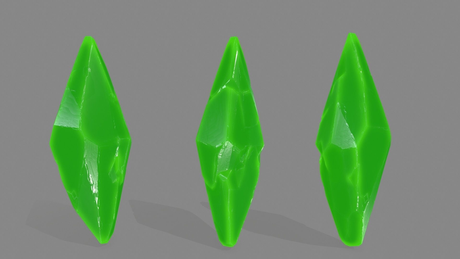crystal set three crystals Low-poly 3D model_2