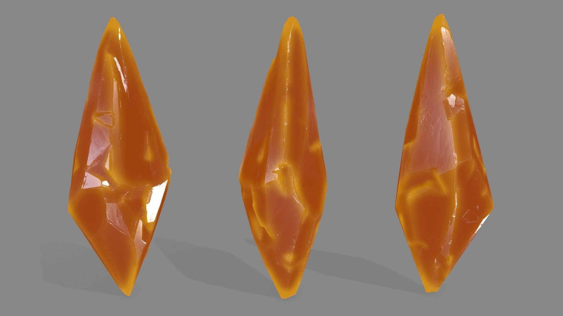 crystal set three crystals Low-poly 3D model_3