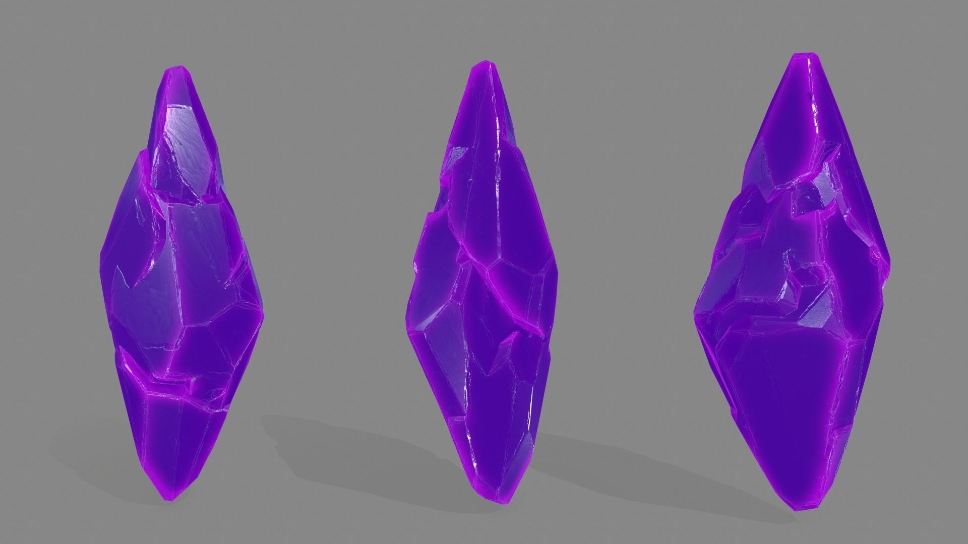 crystal set three crystals Low-poly 3D model_1