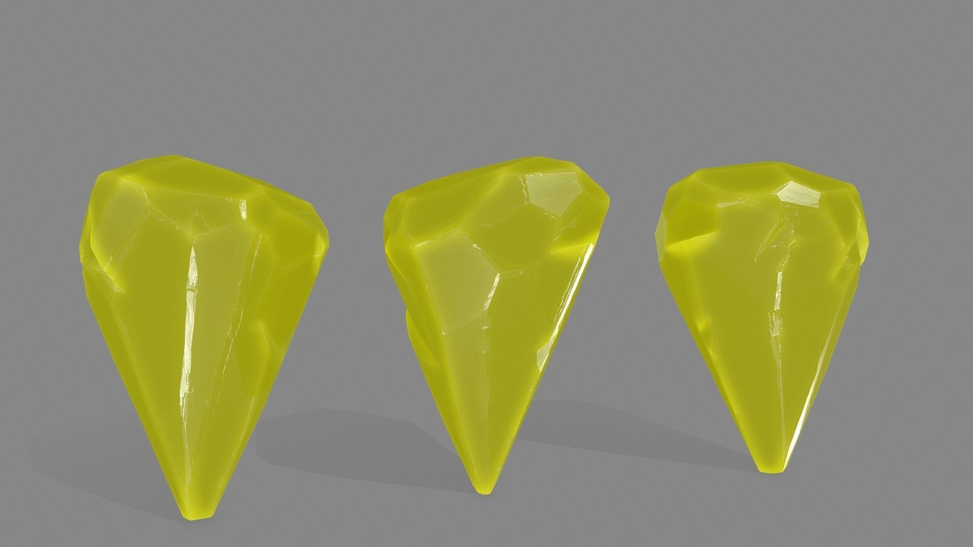 crystal set three crystals Low-poly 3D model_9