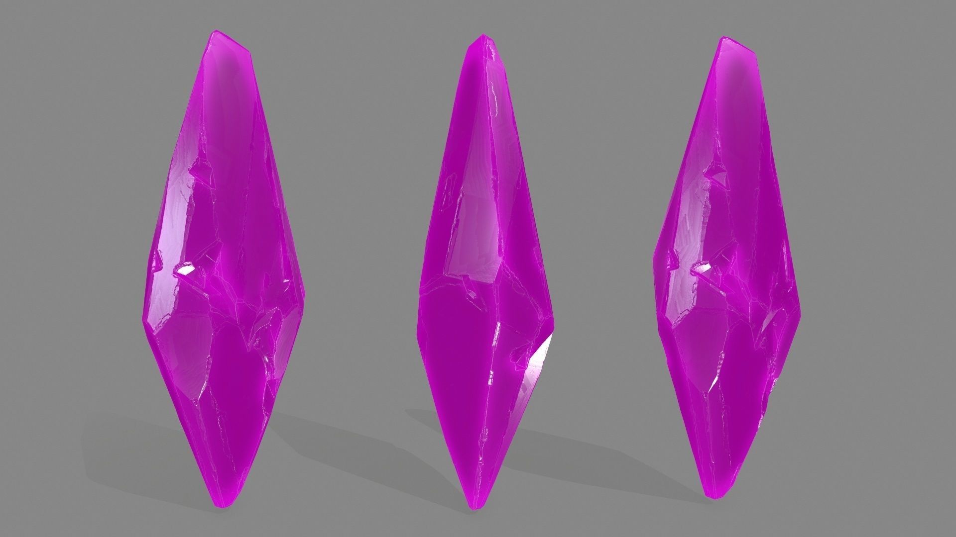 crystal set three crystals Low-poly 3D model_4