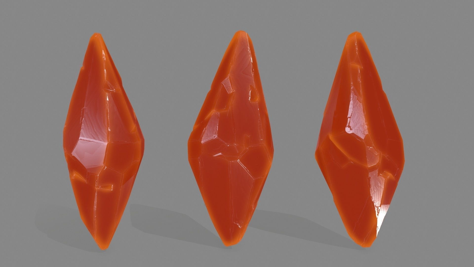 crystal set three crystals Low-poly 3D model_5