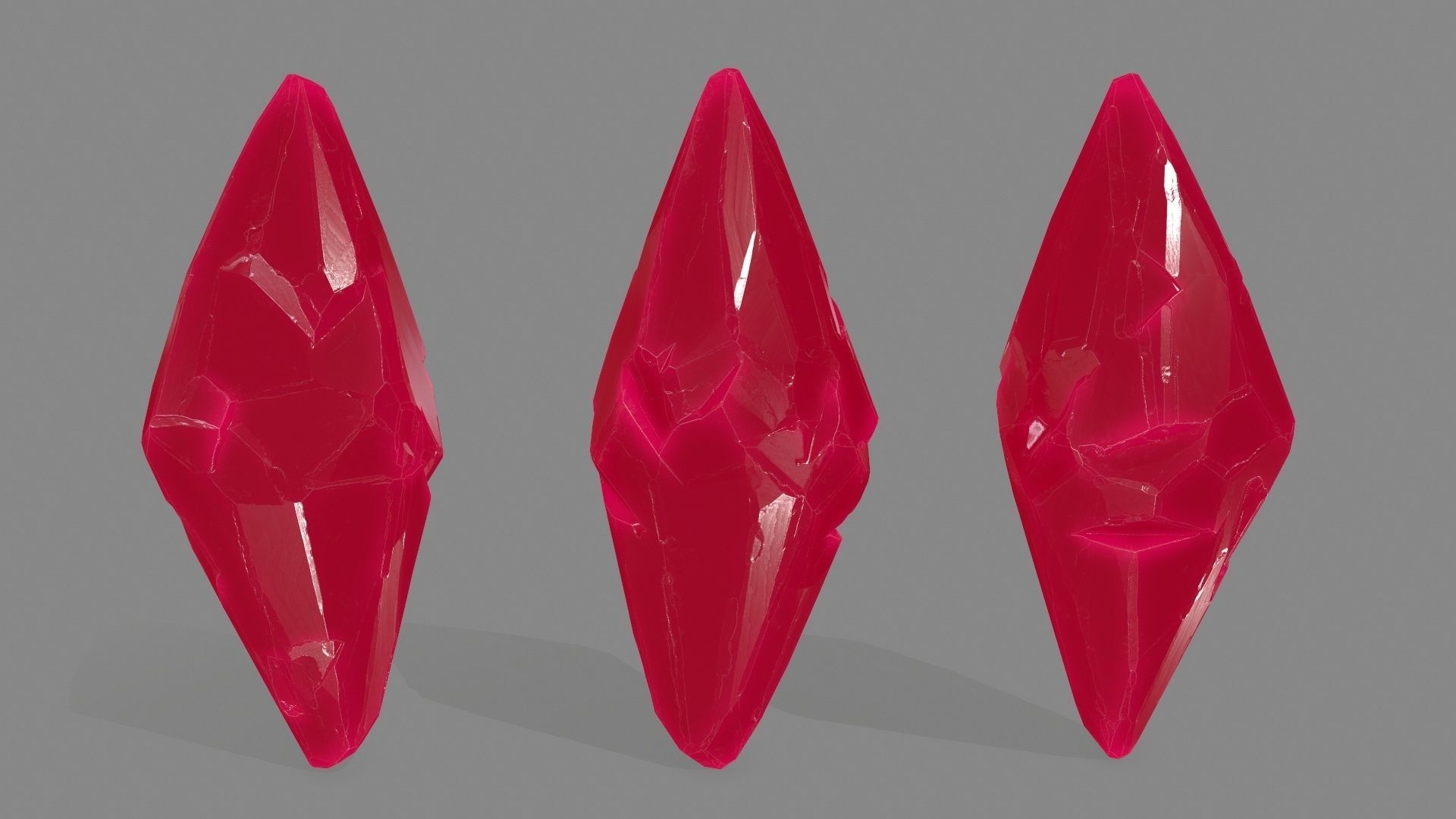 crystal set three crystals Low-poly 3D model_8