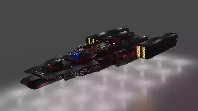 Starship spaceship with lights 3D model