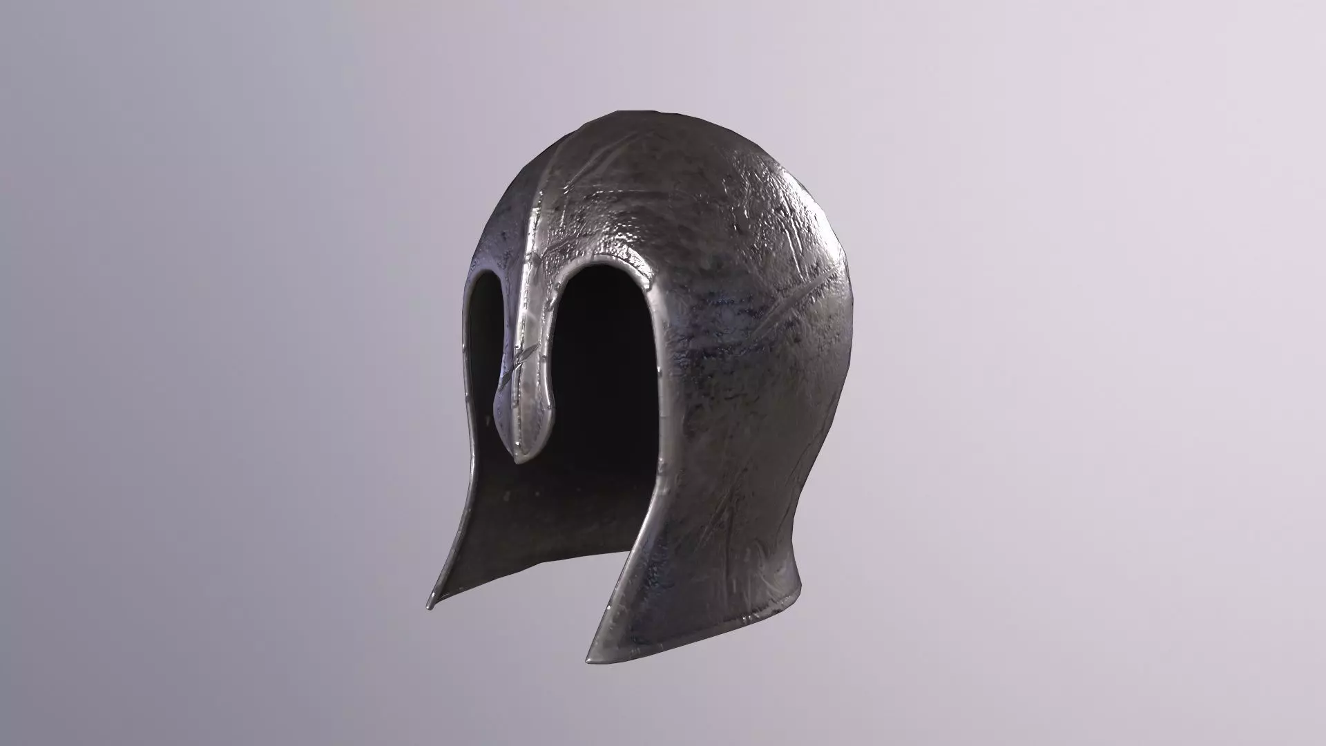 Old warrior Helmet with PBR material Low-poly 3D model_0