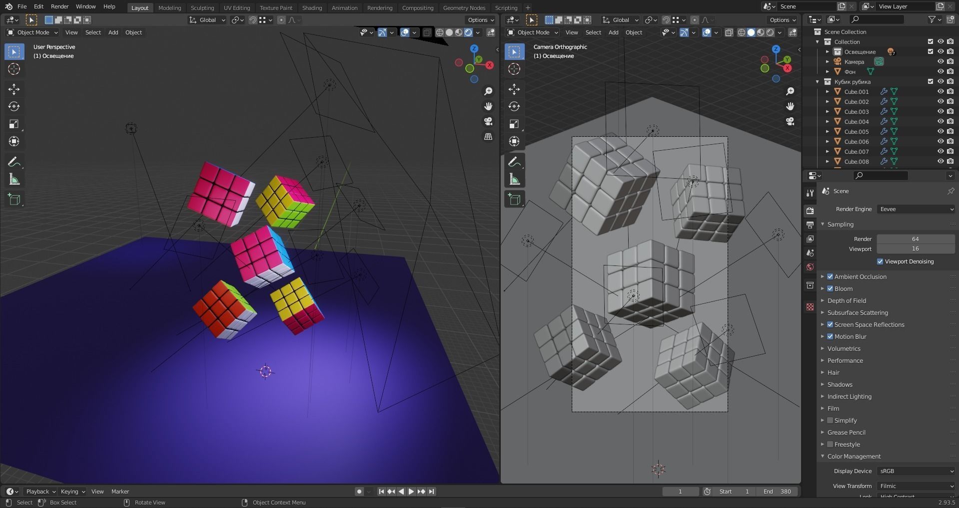Rubiks cube animation 3D model_4