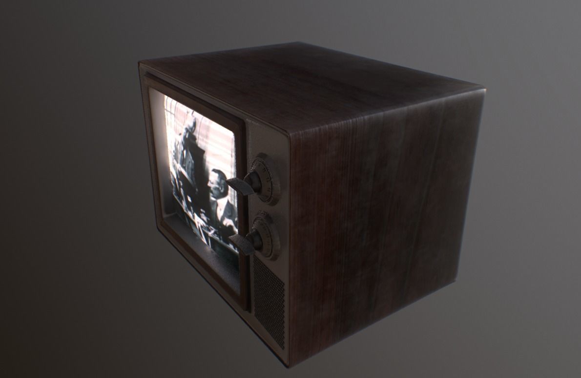 Retro TV Low-poly 3D model_5