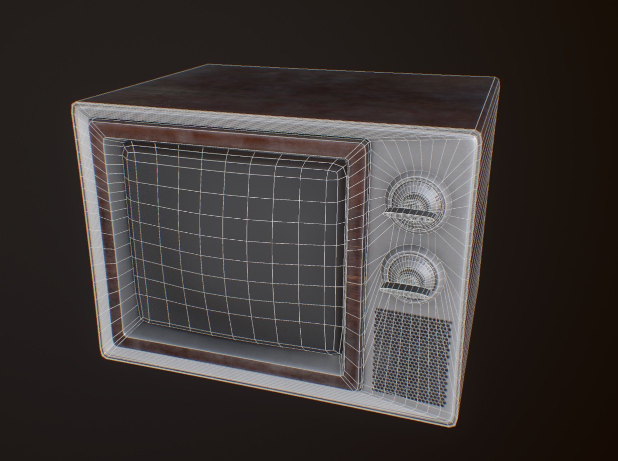 Retro TV Low-poly 3D model_9