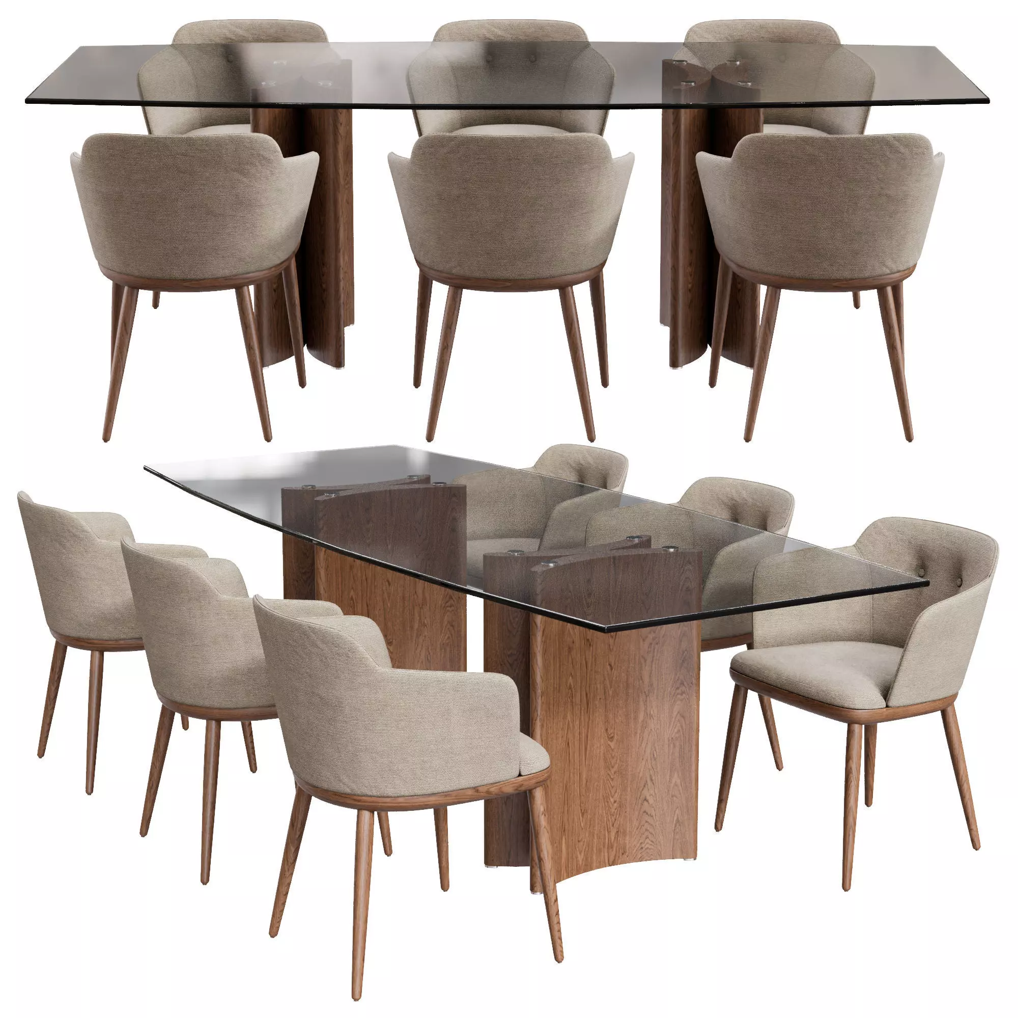 Porada Alan Botte Cristallo Table and Celine Chair 3D model