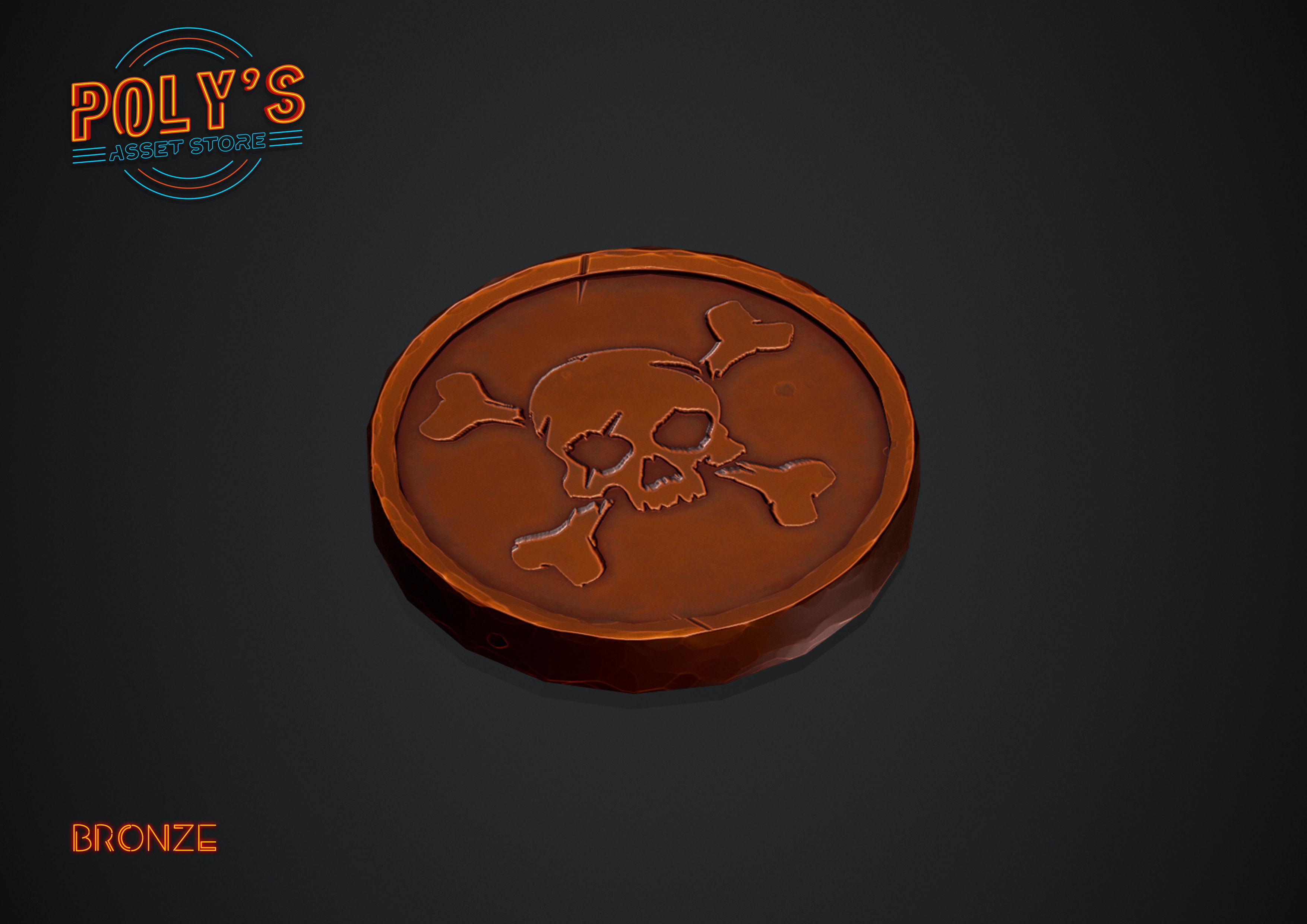Coins - Pirate Coins with Skulls - Stylized Low-poly 3D model_3