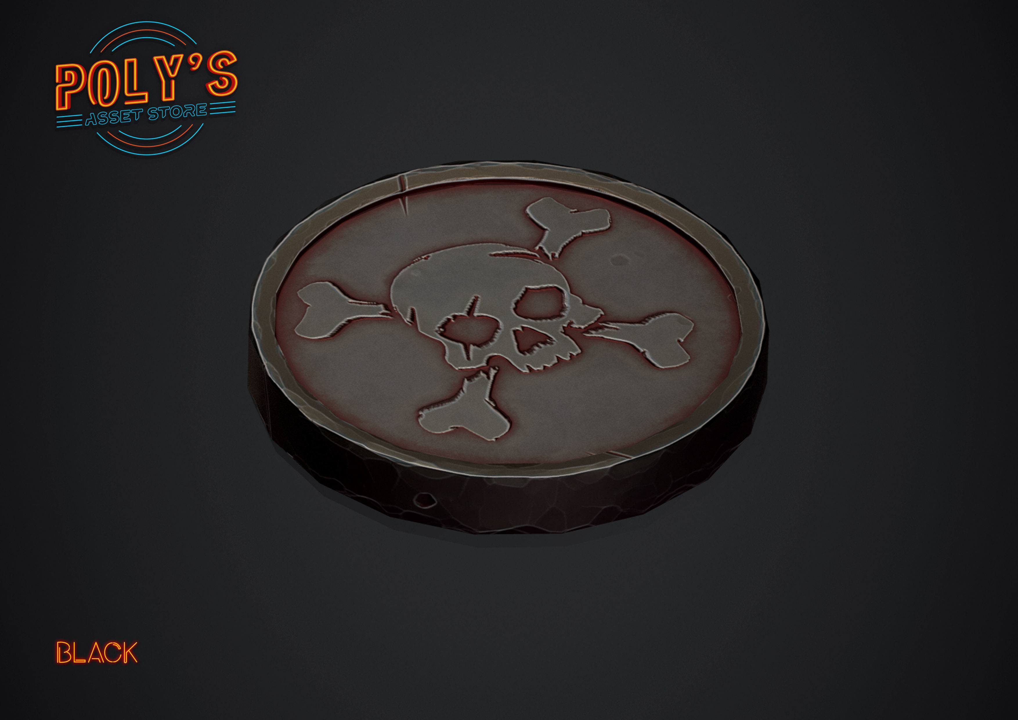 Coins - Pirate Coins with Skulls - Stylized Low-poly 3D model_8