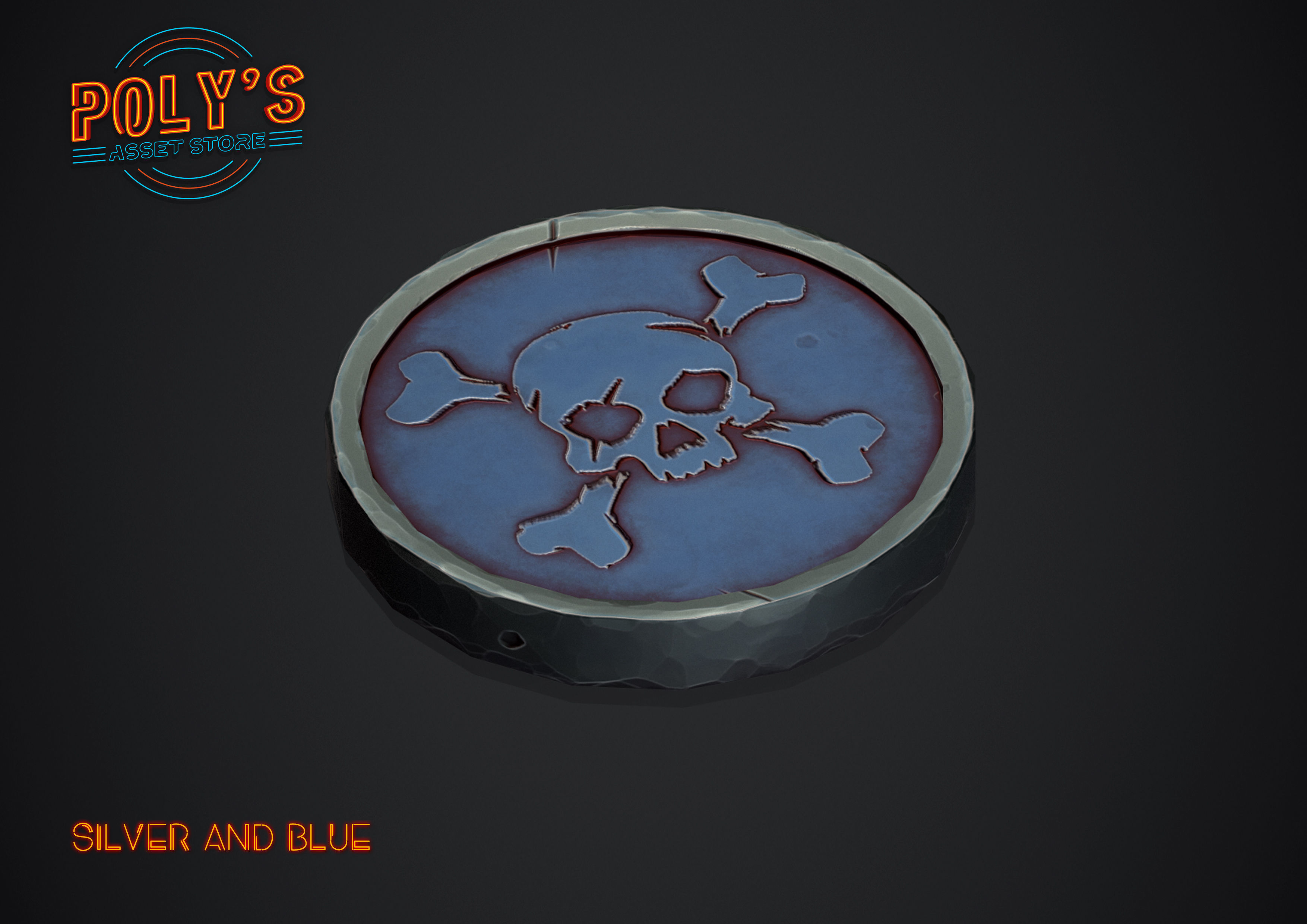 Coins - Pirate Coins with Skulls - Stylized Low-poly 3D model_7