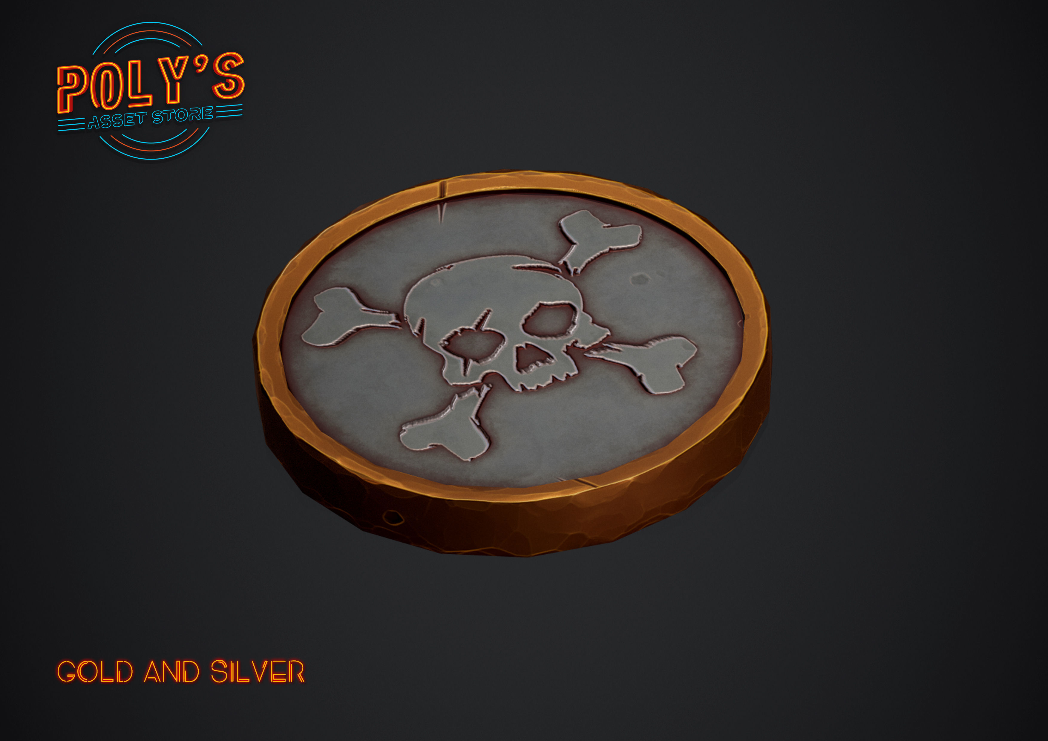 Coins - Pirate Coins with Skulls - Stylized Low-poly 3D model_6