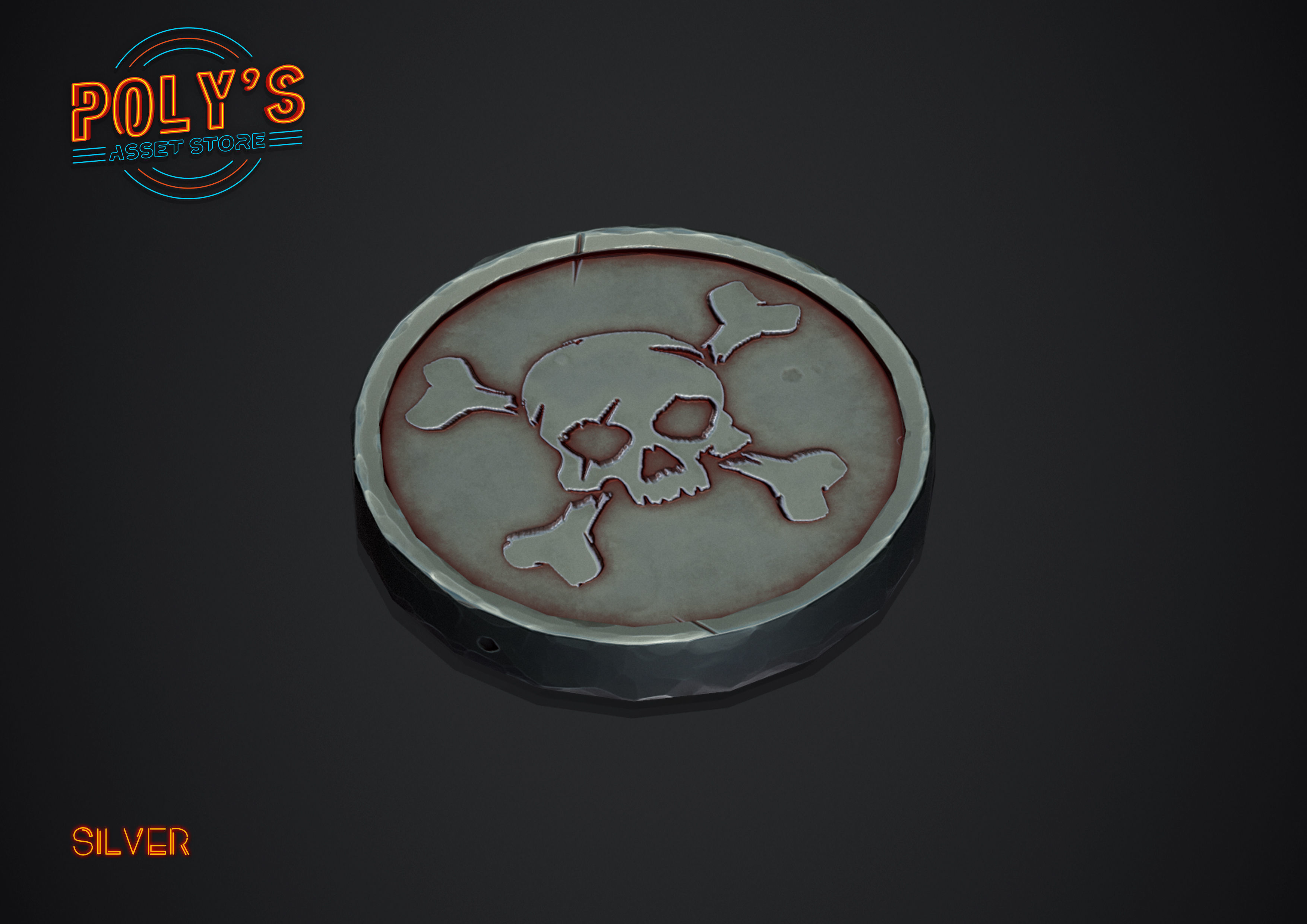 Coins - Pirate Coins with Skulls - Stylized Low-poly 3D model_4