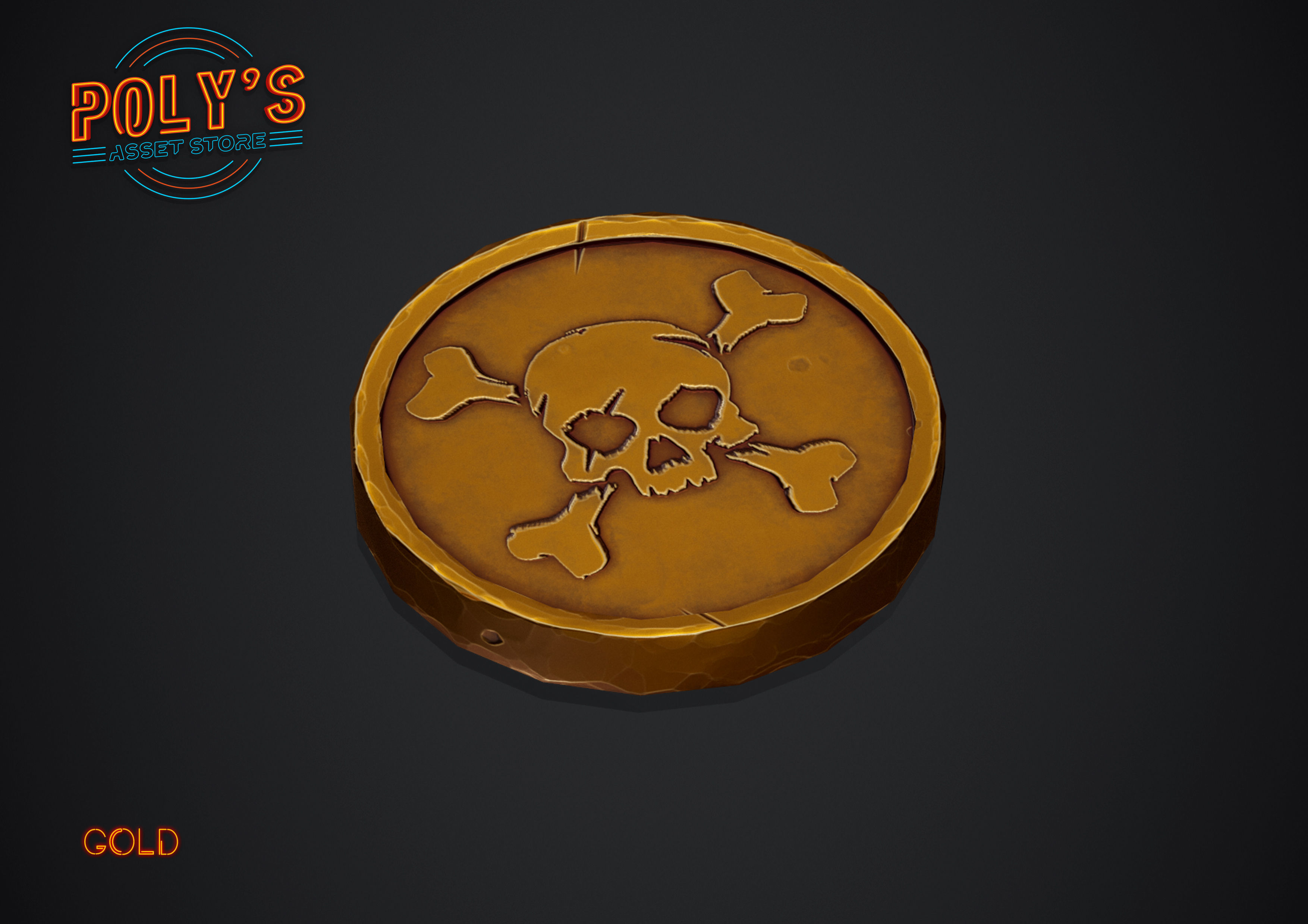 Coins - Pirate Coins with Skulls - Stylized Low-poly 3D model_5