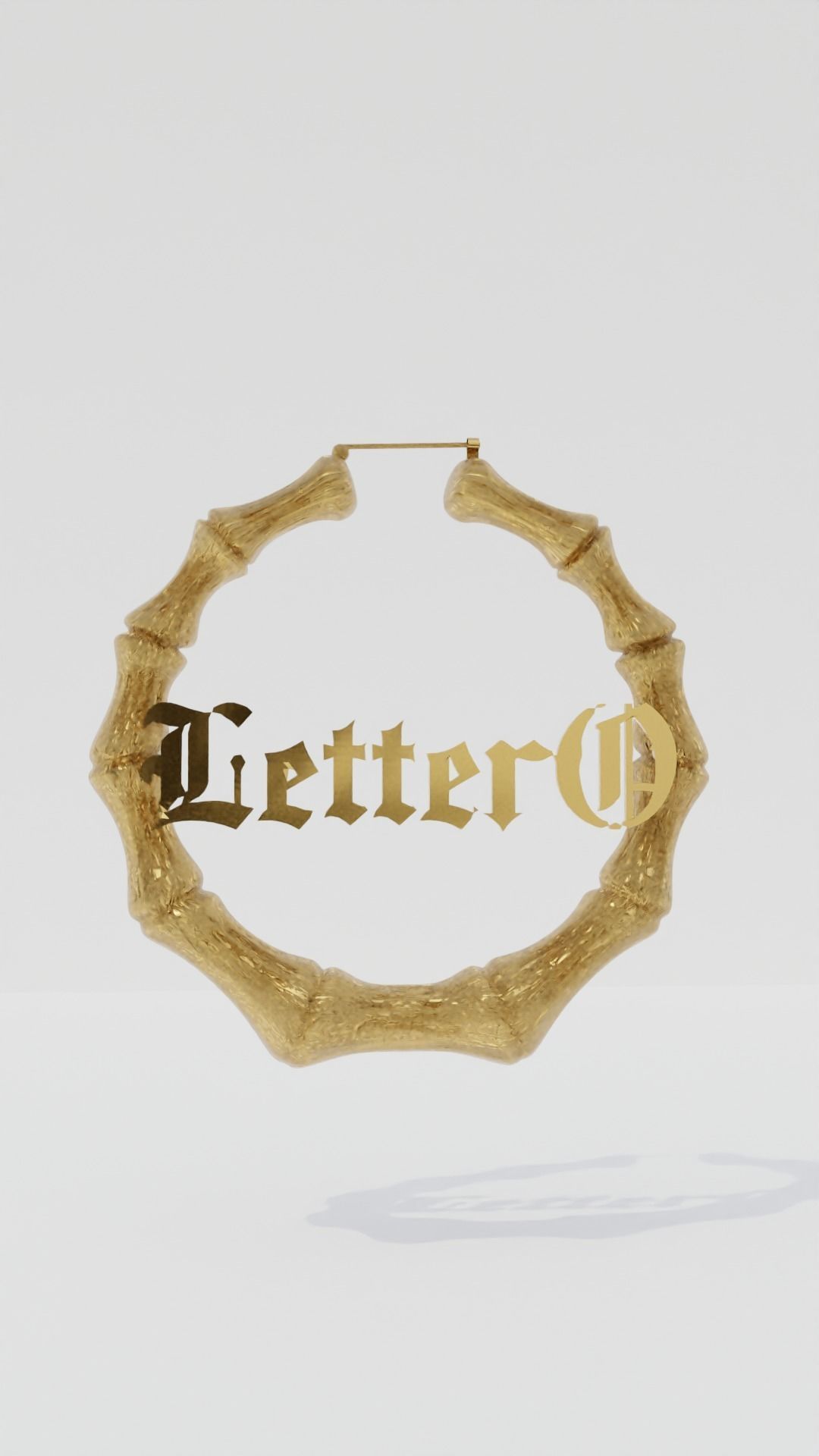 Bamboo Hoop Earring 3D model_7