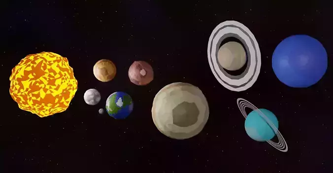Solar System  Low-poly 3D model