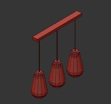 CEILING LIGHT HUDSON DROP SHAPE 3 PENDANTS 3D model_1