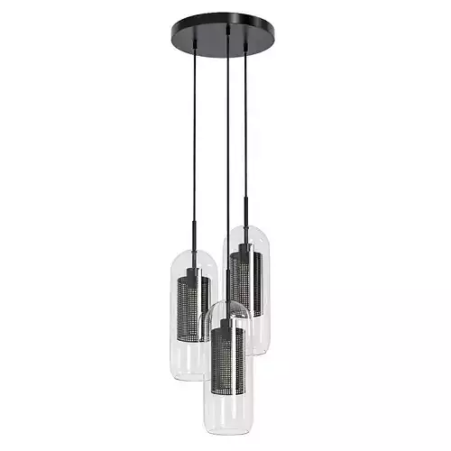 CEILING LIGHT LIAM 3 STEEL AND GLASS