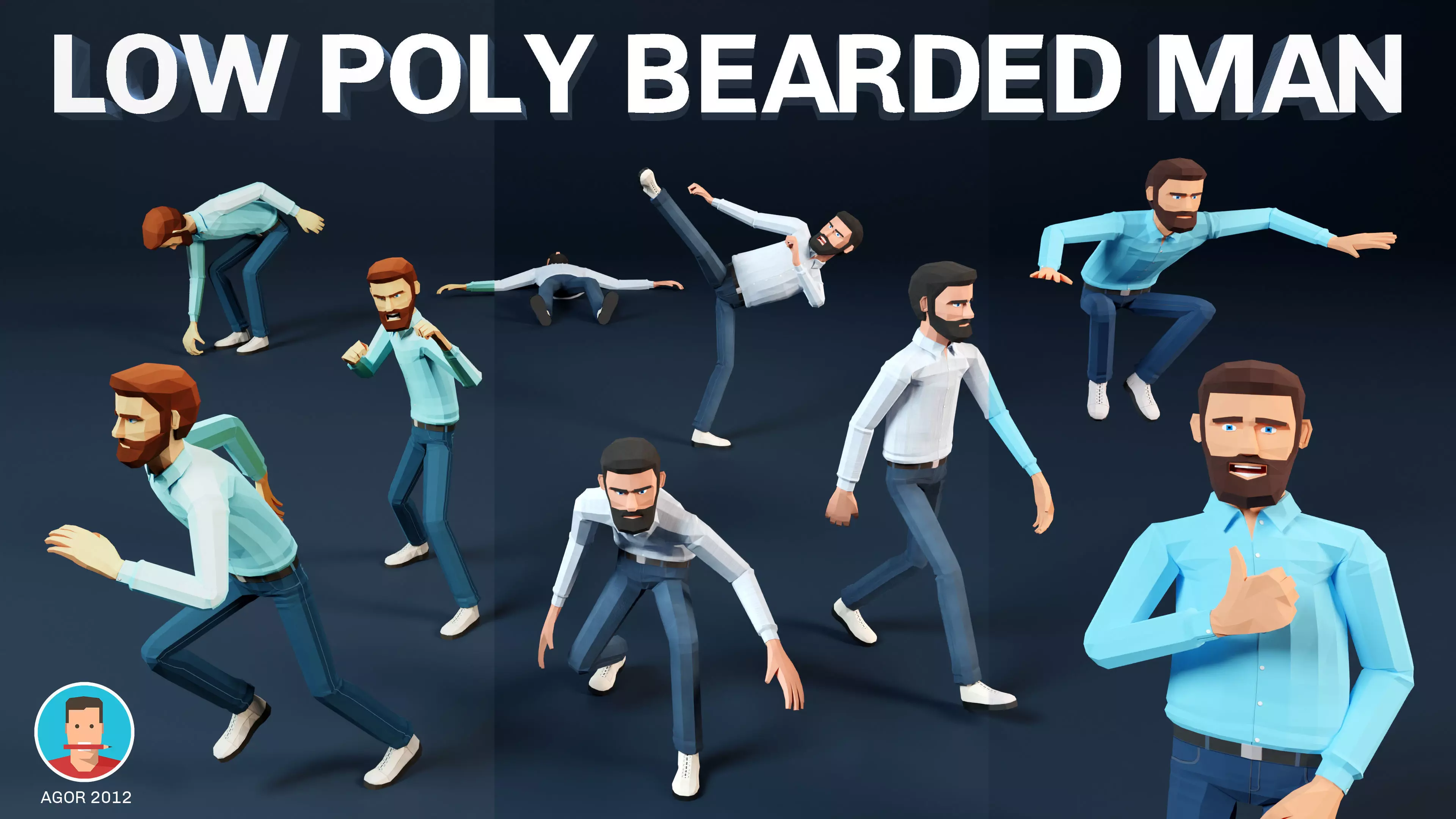 Low Poly Bearded Man Free low-poly 3D model