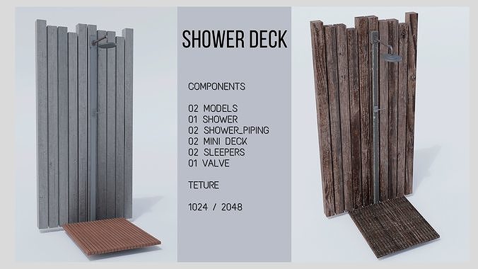 Outdoor shower for scene composition 3D model
