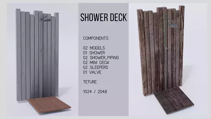 Outdoor shower for scene composition 3D model