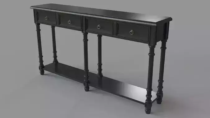 Classic Two Drawer Console Table Black 3D model