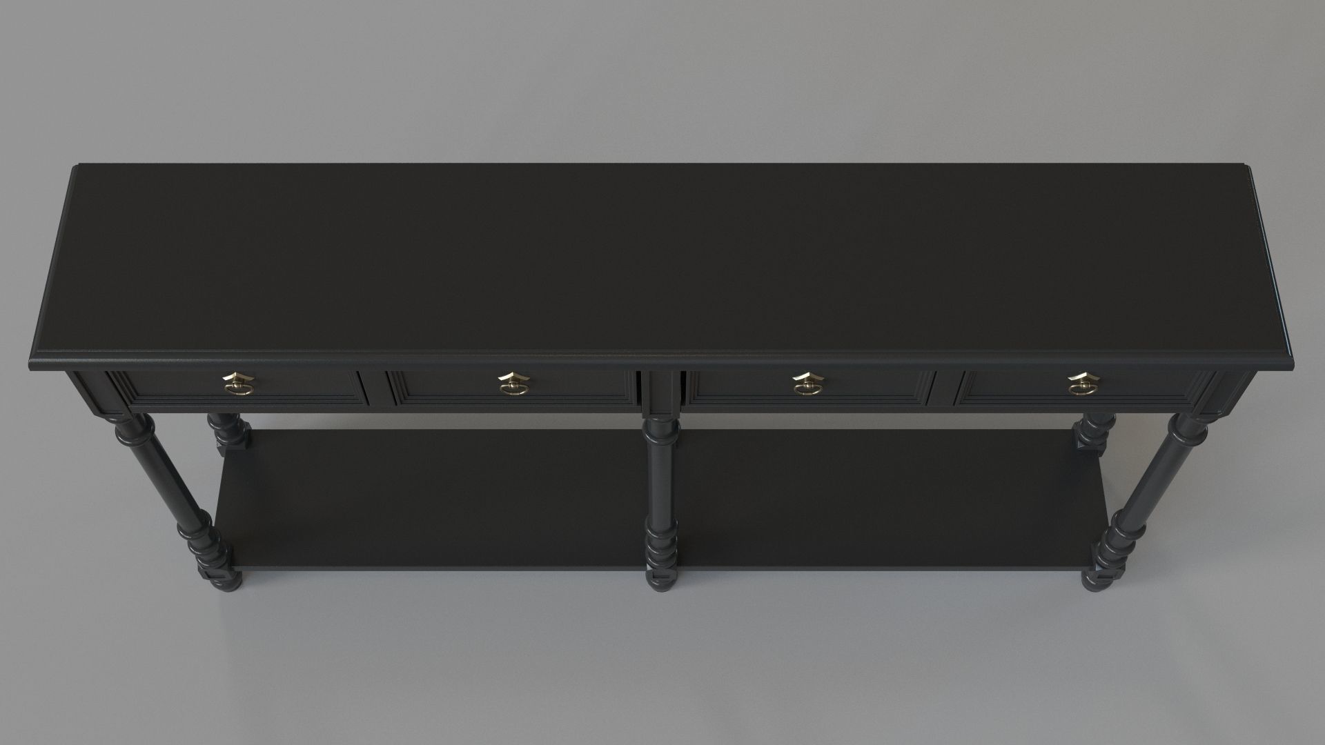 Classic Two Drawer Console Table Black 3D model_3