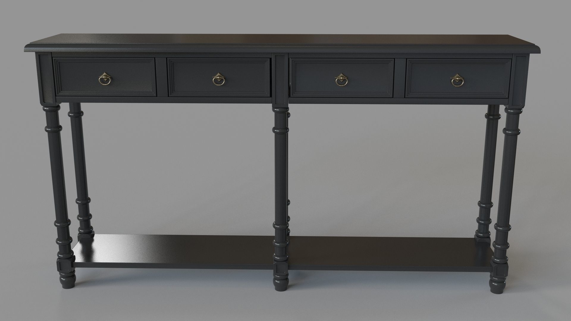 Classic Two Drawer Console Table Black 3D model_1
