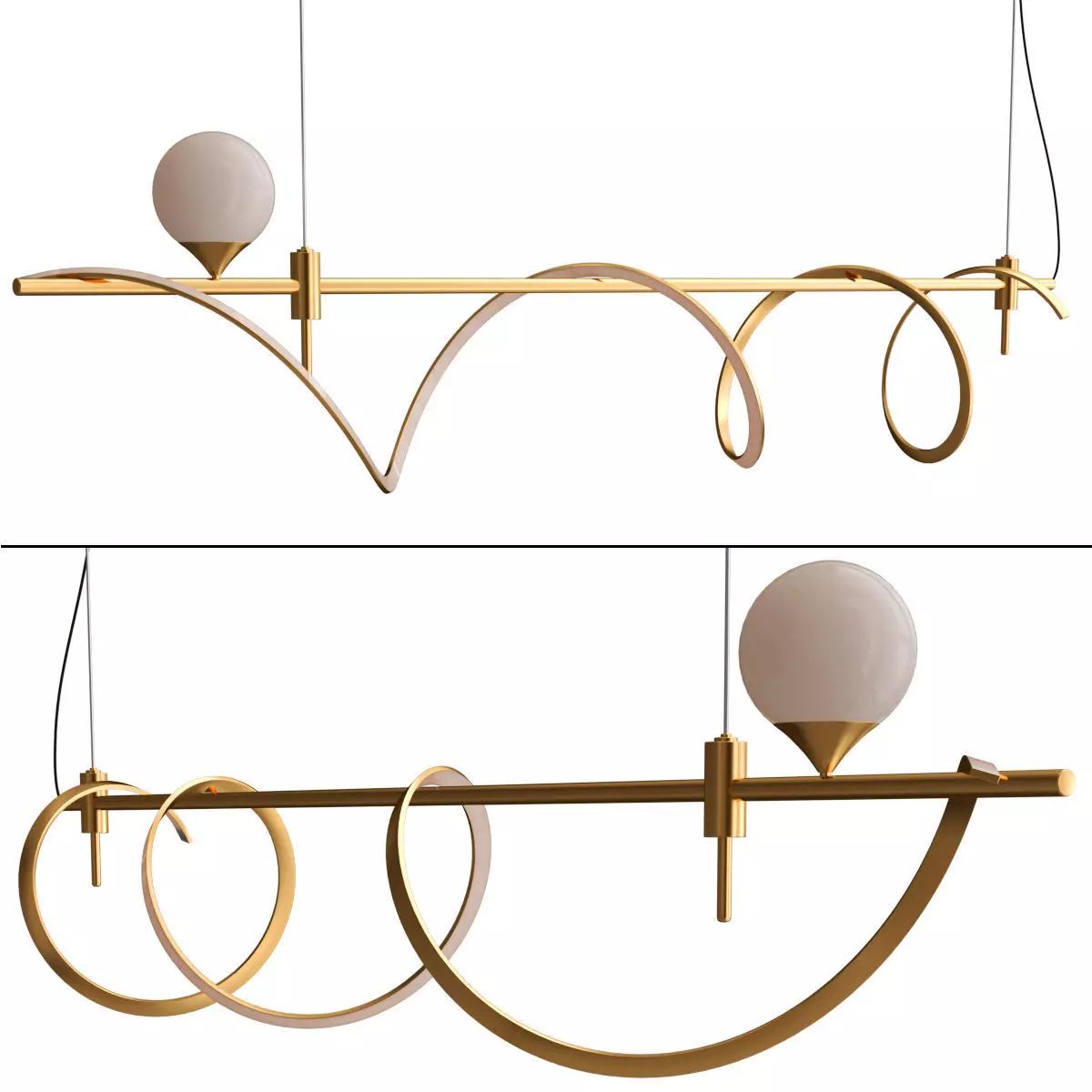 COURT three gold pendant lights hanging from ceiling 3D model