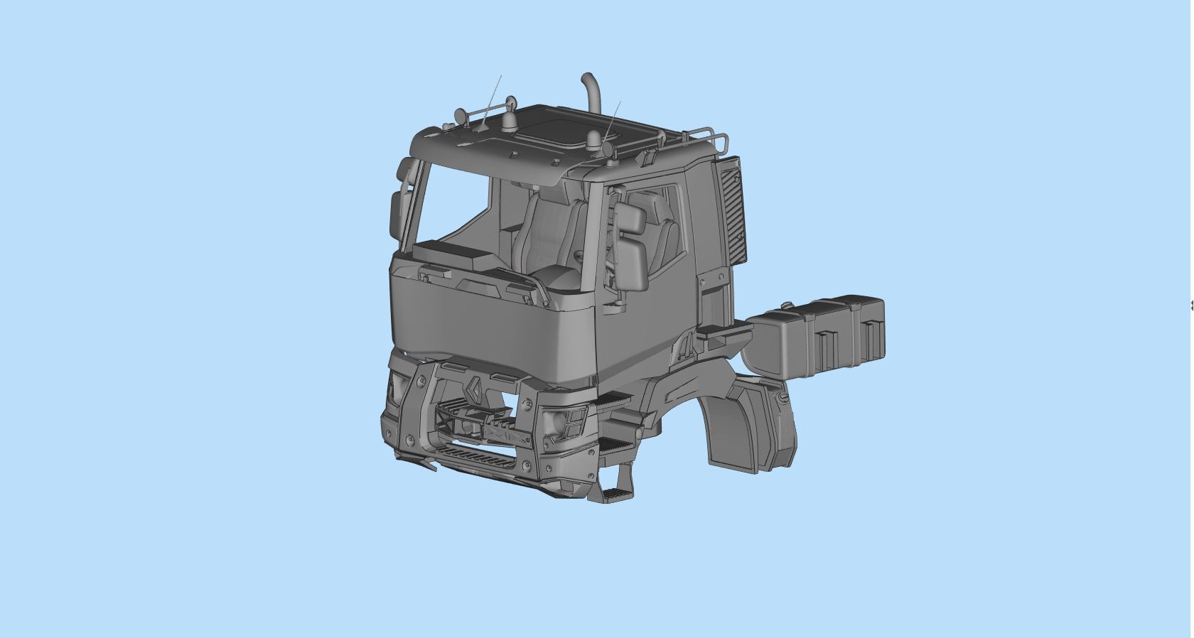 French 3D print Truck Cab  series K 3  RC car body 3D print model_4
