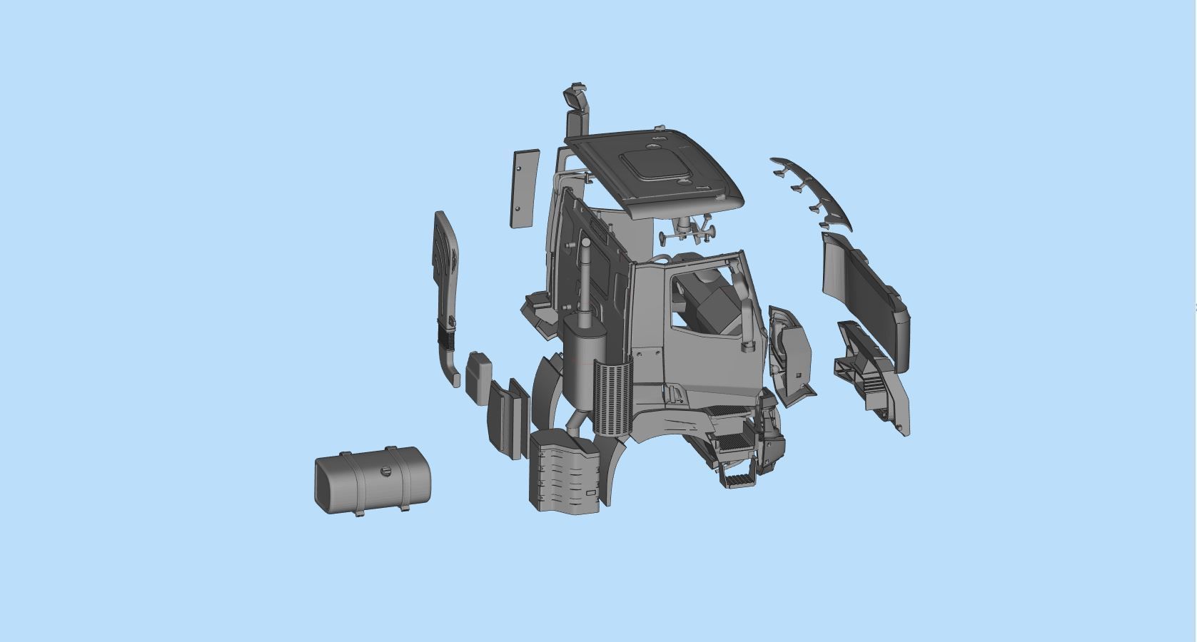 French 3D print Truck Cab  series K 3  RC car body 3D print model_16
