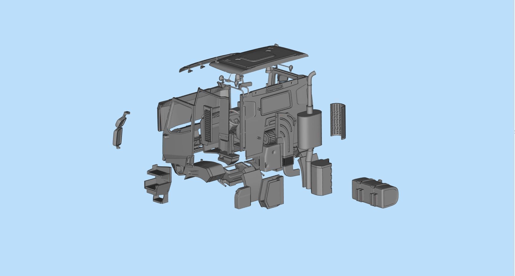 French 3D print Truck Cab  series K 3  RC car body 3D print model_14