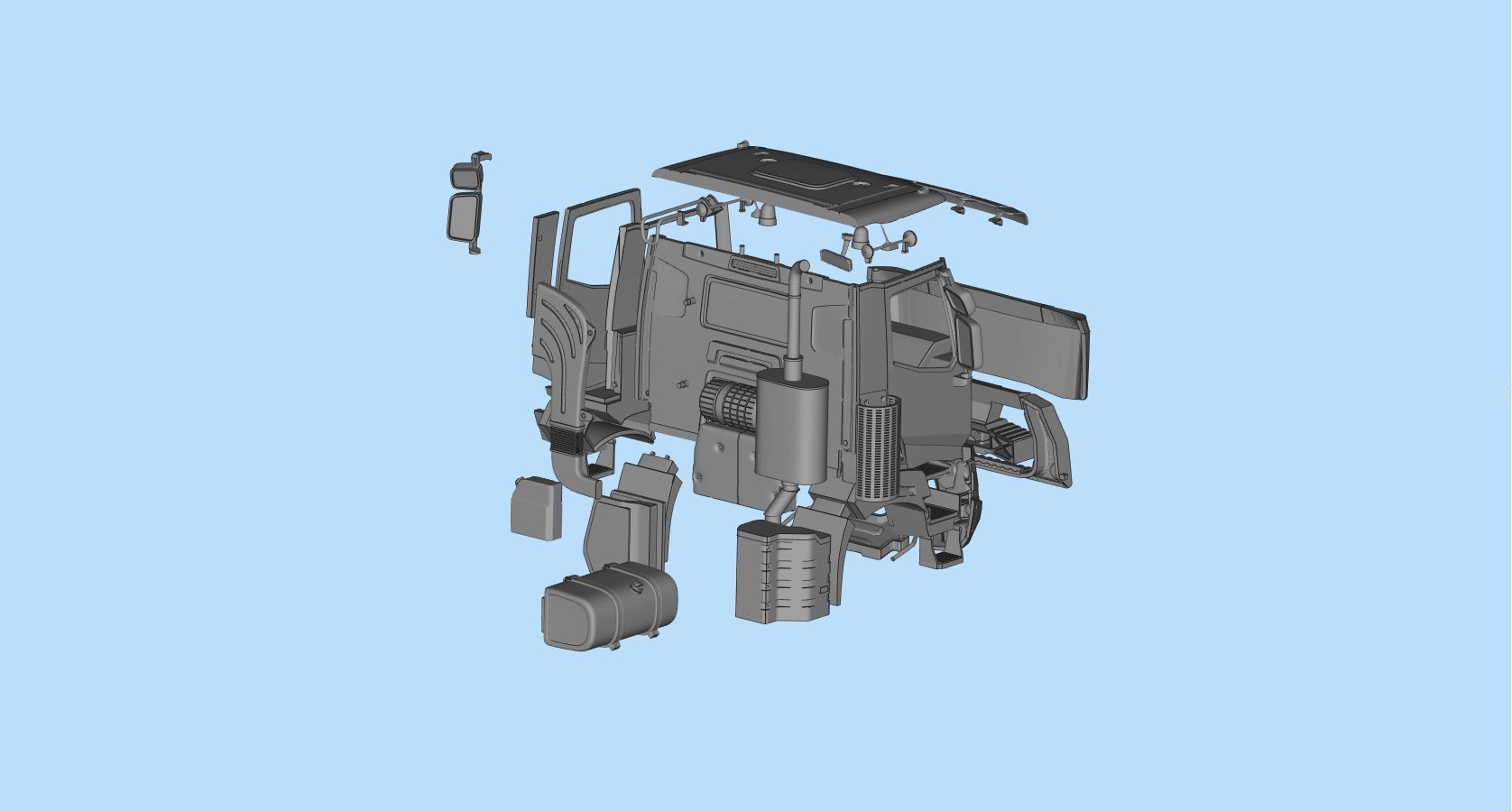 French 3D print Truck Cab  series K 3  RC car body 3D print model_15