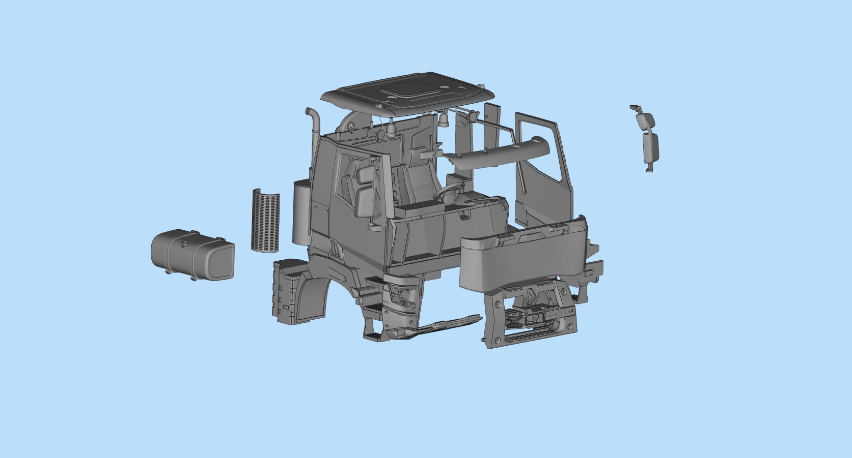 French 3D print Truck Cab  series K 3  RC car body 3D print model_10