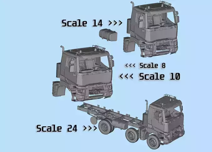 French 3D print Truck Cab  series K 3  RC car body 3D print model
