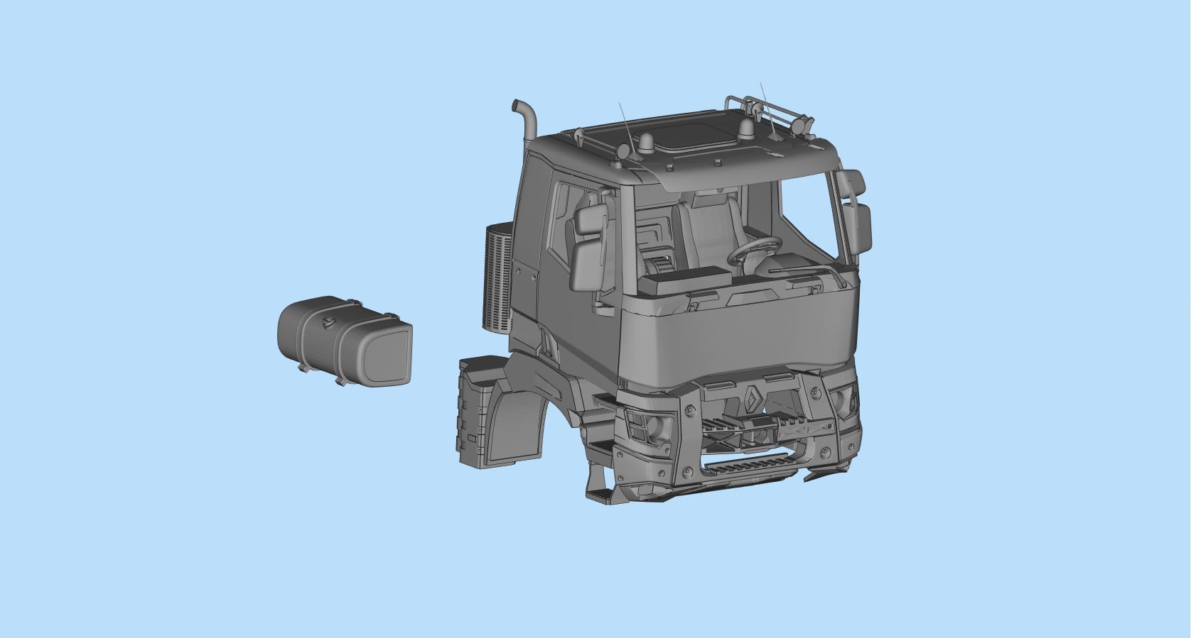 French 3D print Truck Cab  series K 3  RC car body 3D print model_3