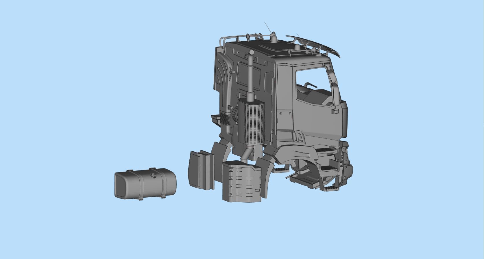 French 3D print Truck Cab  series K 3  RC car body 3D print model_9