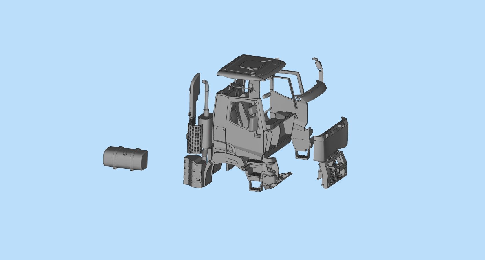 French 3D print Truck Cab  series K 3  RC car body 3D print model_17