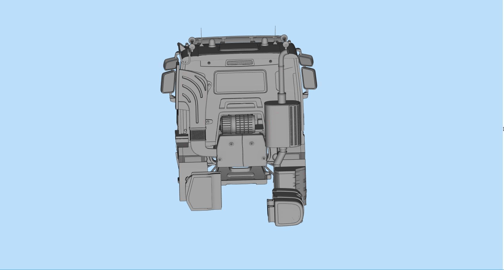 French 3D print Truck Cab  series K 3  RC car body 3D print model_8