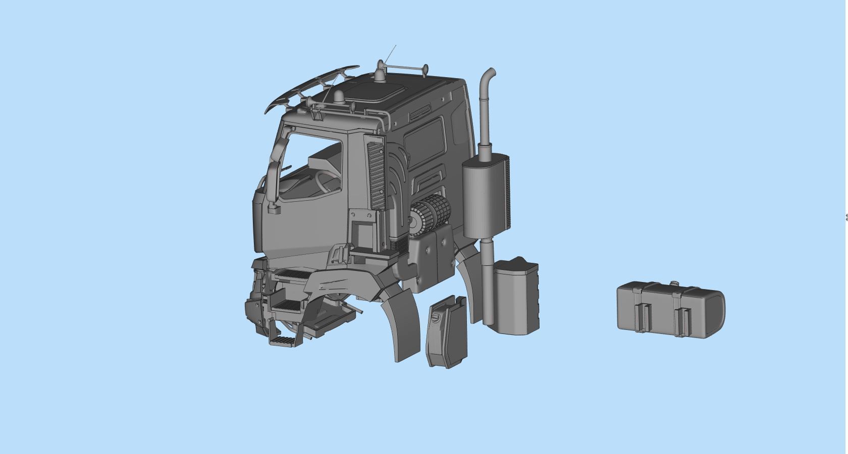 French 3D print Truck Cab  series K 3  RC car body 3D print model_6