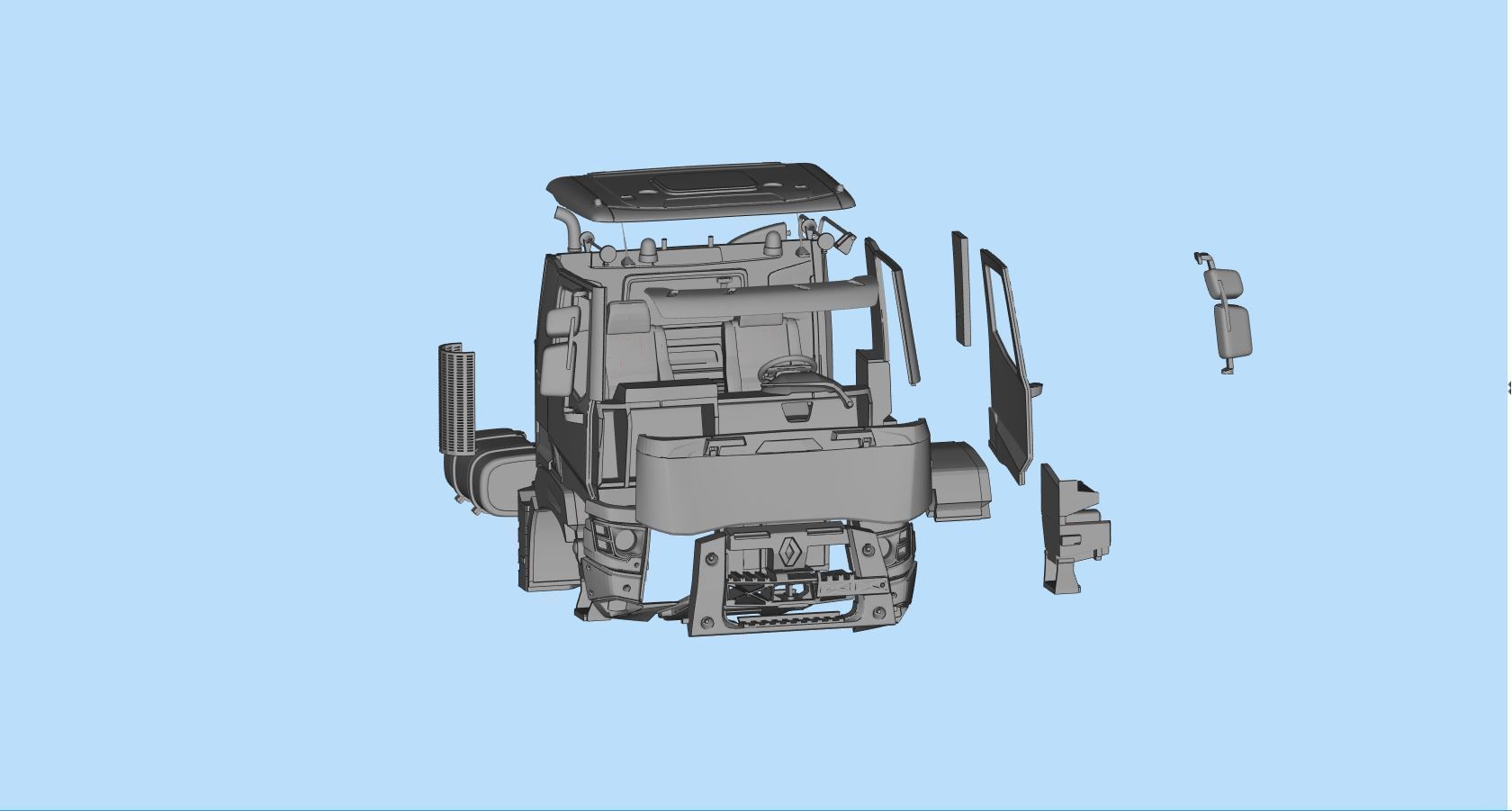 French 3D print Truck Cab  series K 3  RC car body 3D print model_11